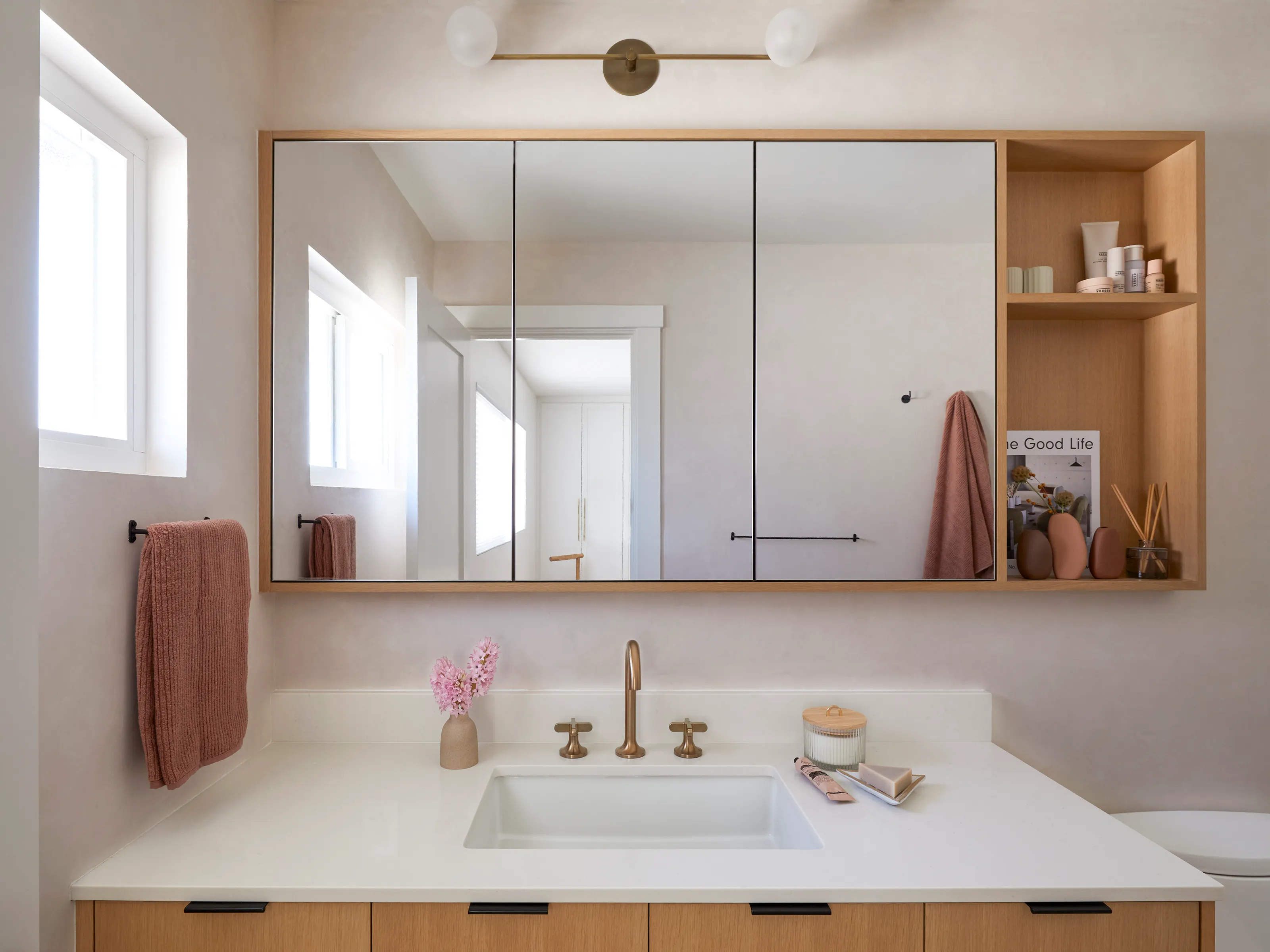 Custom-framed mirror installation